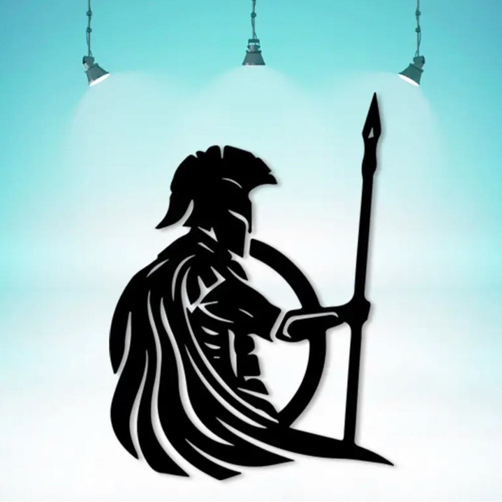 Spartan Warrior Black Wall Art